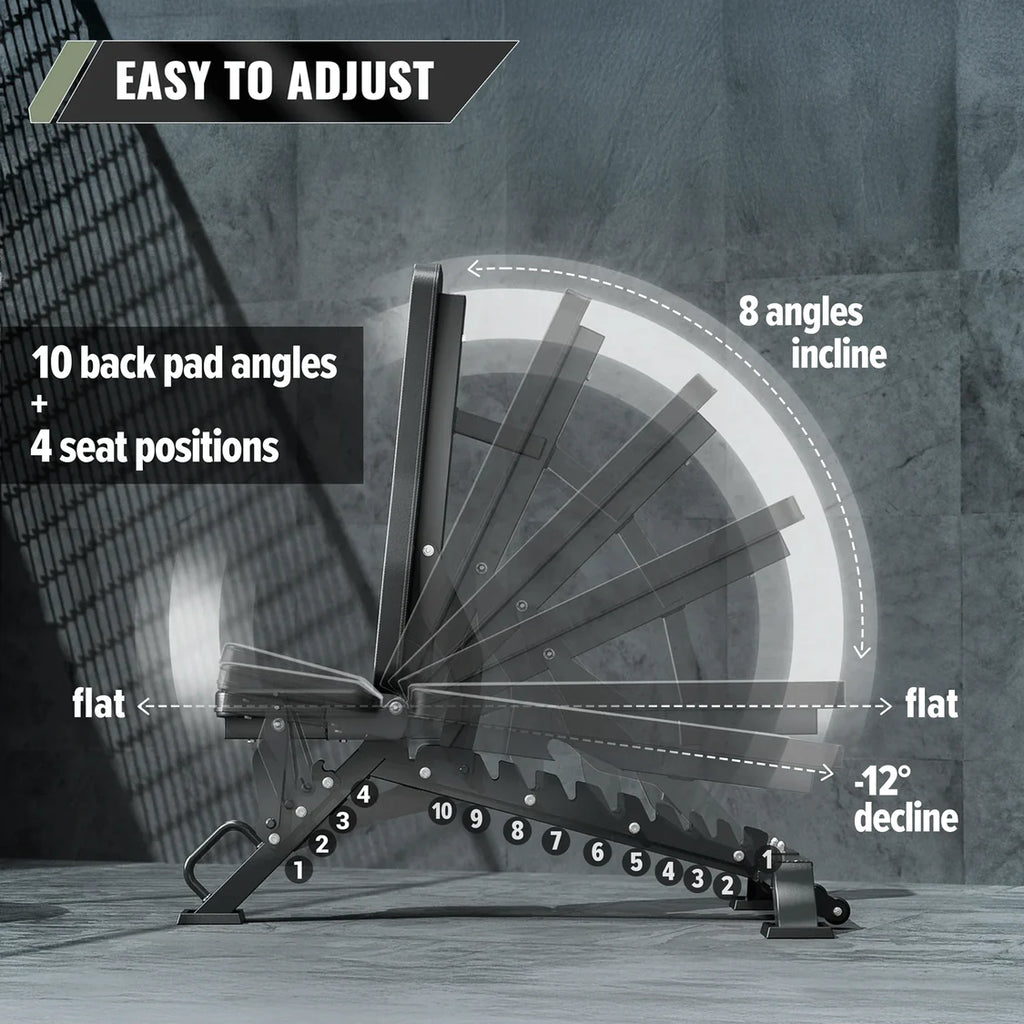 Major Fitness Adjustable Bench | 1300Lbs Capacity Weight Bench PLT01 - Black